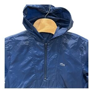 IZOD Lacoste Anorak Jacket L Navy Blue Crocodile Half-Zip Windbreaker VTG‎